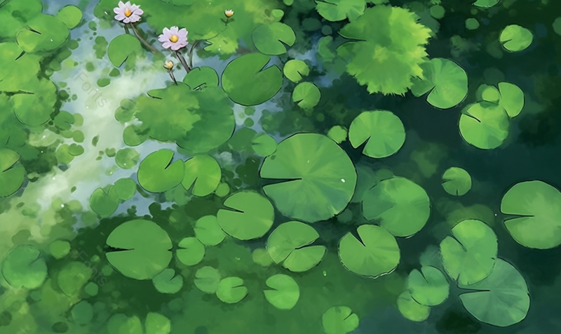 湖面上满是荷花叶手绘插画图,插画/手绘图,插画/手绘图库,插画/手绘图下载,插画/手绘